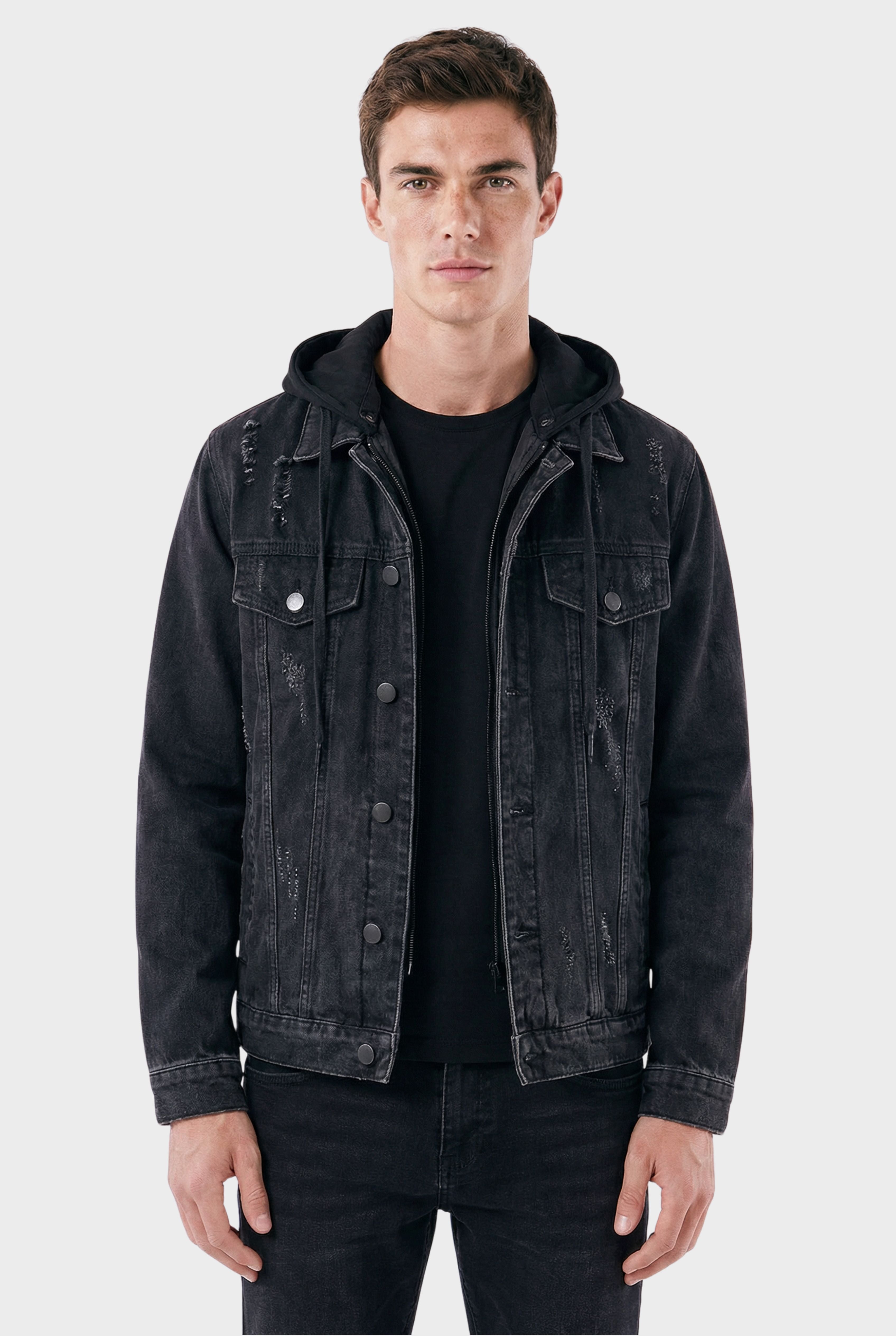 Men's Trucker Essentials Denim Jacket with Hood by Ventorini | Ventorini