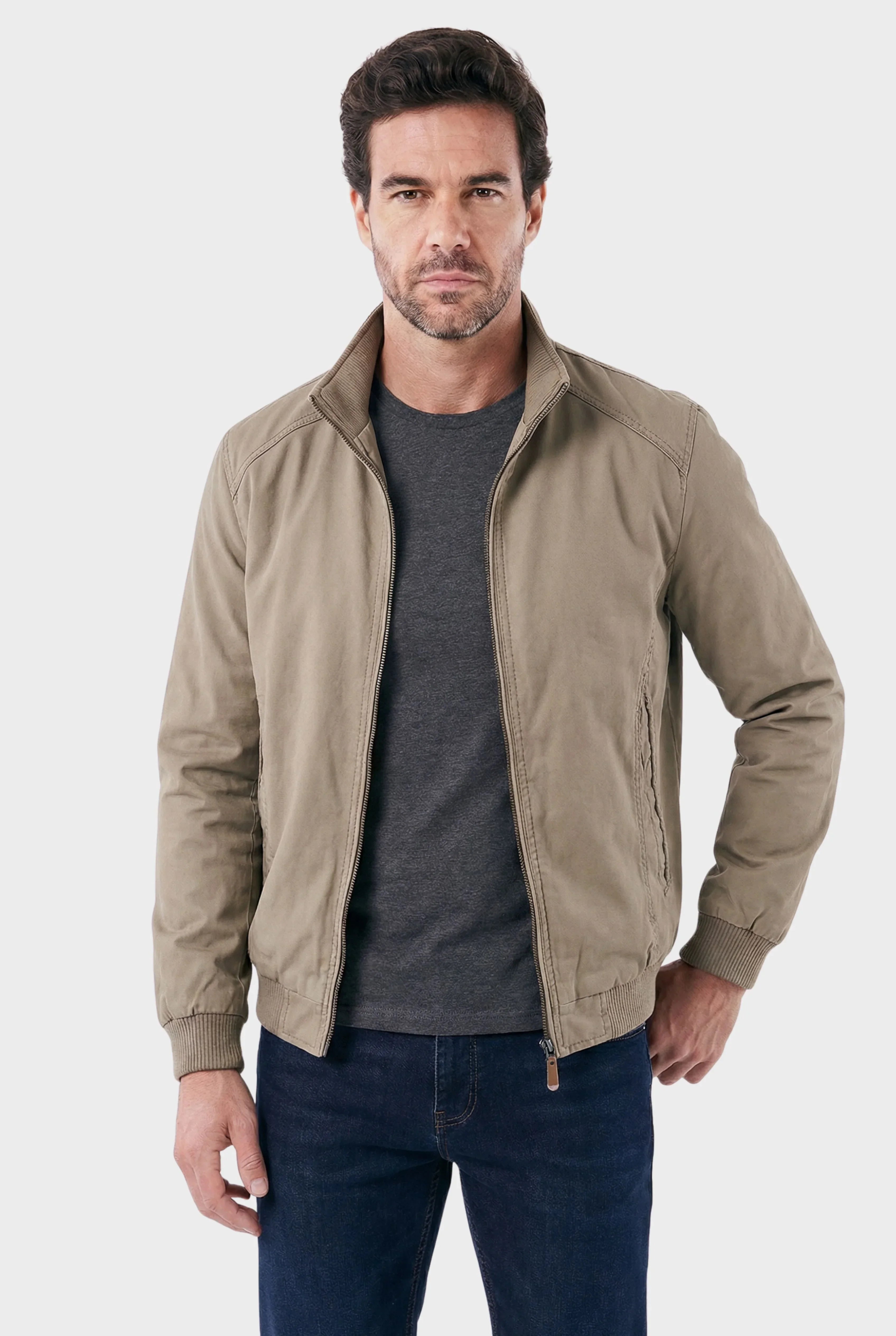 Men's Timeless Bomber Jacket with Structured Collar by Ventorini | Ventorini