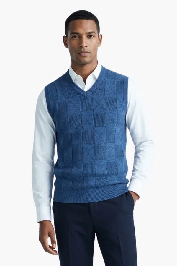 Men's Checked Knit Vest with Classic Design by Ventorini